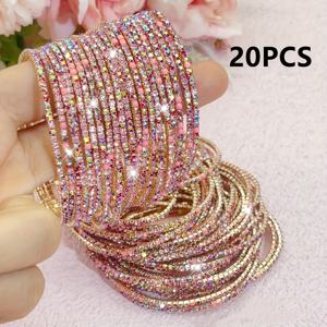 TEMU 6/10/20개 세트 라인스톤 테니스 팔찌, Y3 달콤한 핑크 레드 발렌타인데이 여성용 스트레치 뱅글, 데일리웨어 다용도, 멀티레이어 스택 가능