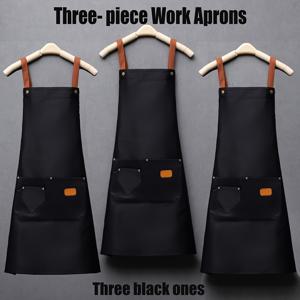 TEMU 폴리에스터 소재의 3피스 주방 앞치마 세트, 다양한 포켓이 있습니다. 내구성이 뛰어나고 편안하며 요리, 베이킹, 레스토랑, 커피숍 및 수제 공예 등에 적합합니다