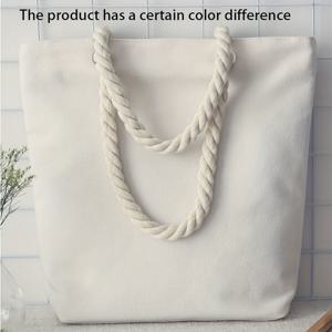 TEMU 1개 패션 솔리드 컬러 두꺼운 로프 토트백, 선물 보관백, DIY 캔버스 백, 심플 오피스 워커 학생 파티 토트백, 휴대용 대용량 쇼핑백, 귀여운 다용도 캐주얼 여성 백, 대형 캔버스 출퇴근 가방, 여행 짐 가방, 쇼핑 보관 가방, 홈 스토리지 백, 패션 선물