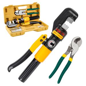 TEMU YQK-70 노란색 수동 하이드라울릭 플라이어 키트, 10톤 하이드라울릭 크림핑 도구 및 케이블 커터, 4/6/8/10/16/25/35/50/² 육각형 크림핑 몰드, 하이드라울릭 와이어 배터리 케이블 터미널 크리머 크림핑 도구.