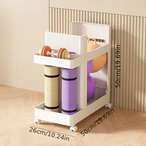 TEMU 피트니스 장비 보관대 - 캐스터 장착, 수직 보관대, 다기능 정리대, 요가 매트, 라켓 및 기타 피트니스 장비 보관 가능. 홈짐 및 헬스장에 적합 - 공간절약 도구, 보관 시즌 및 이사 시즌에 완벽, 랙