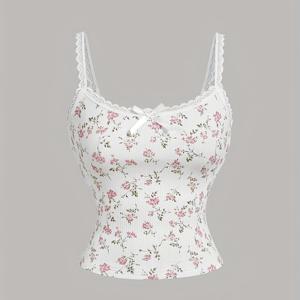 TEMU 여성 봄 여름 신상 레이스 트림 캐미 탑, 파티, 크리스마스, 데이트, 나이트클럽, 스타일, 휴가에 적합