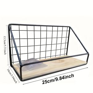 TEMU 1개 아이언우드 벽걸이 수납 선반 | 러스틱 스타일 플로팅 선반 + 수납 바구니 & 책장 | 침실, 주방, 욕실, 사무실용 걸이형 정리대 | 공간 절약형 미니멀 데코, 쉬운 설치, 내구성 디자인