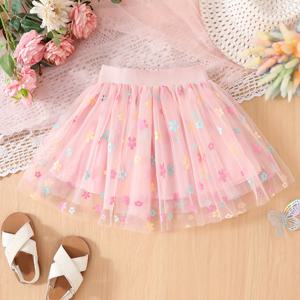 TEMU 프린트 다용도 스커트 패셔너블 튜튜 스커트 봄, 가을, 겨울, 여름 여아용 숏 스커트 축제 생일 귀여운 공주 스타일 주름 메쉬 파티 드레스