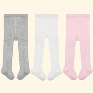 TEMU 여아용 레깅스 3개 세트, 아우터웨어, 작은 数字팔자형 꽃무늬, 케이블 니트, 패셔너블하고 활용도 높으며 편안한 아기 레깅스