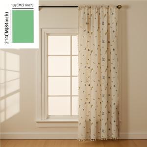 TEMU 프렌치 유럽풍 베이지 자수 럭셔리 거실 침실 분위기 무타공 술 장식봉형 자수 커튼 창문 스크린 1개