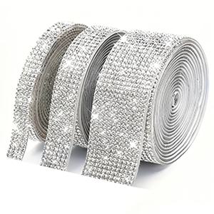 TEMU 3롤 자체 접착 인조 리본 스트립, 공예용 아이스 표면 반짝이 스티커, 휴대폰 및 자동차 장식, 주얼리 제작 재료. 자유롭게 절단 및 조합 가능하여 개인 맞춤 장식 요구를 충족시킵니다. 각 스트립은 19