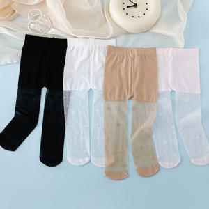 TEMU 여아용 얇은 타이츠 4매 세트, 메쉬 디자인의 초시스 레깅스