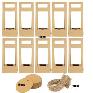 TEMU 10개입 다육이 테마 선물 가방 세트 (공백 태그 및 끈 포함), 공예 종이 가방 10개, 공백 행잉 라벨 10개, 끈 10개 포함, 파티 답례품 또는 2.4인치 화분에 맞는 다육이 식물 선물 포장에 적합