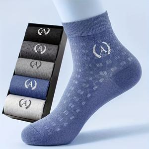 TEMU 5켤레 레터 메시 여름 미드 튜브 커플 양말