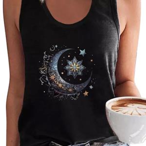 TEMU 패셔너블한 컬러풀 별과 연꽃 프린트 라운드넥 오프숄더 캐주얼 여성 탑