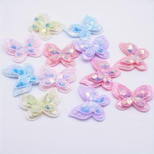 TEMU 공예 헤어밴드, 헤어 클립, 리본, 의류, 모자, 신발 장식용 4X3.5 Cm (1.57X1.38 Inches) 크기의 반짝이는 나비 아플리케 12개 세트