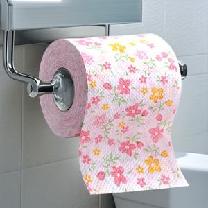 TEMU 1롤 꽃무늬 엠보싱 목재 펄프 화장지 - 클로린 무첨가, 포름알데히드 없음, 탈모 방지, 컬러풀한 핑크색, 고품질 욕실 & 주방 티슈, 주방용 페이퍼 타월, 장식용 소프트 텍스처 종이