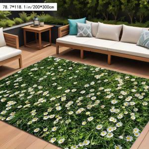 TEMU 소프트 벨벳 + 도트 플러시 바닥 + 800G 모던 꽃무늬 매트, 파티오/정원/캠핑/발코니용, 세탁기 사용 가능