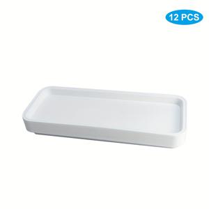 TEMU 4/8/12개 화이트 대형 플라스틱 식물 물받이 트레이 - 15.7x5.9인치 직사각형 플랜터 소서, 실내/외부용 내구성 있는 경량 디자인, 정원 용품 및 잔디 관리, 심플한 기능적 스타일의 높은 가장자리 트레이