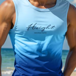 TEMU 남성용 그라데이션 컬러 민소매 탱크탑 