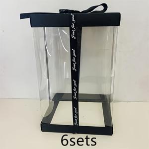 TEMU 3/6세트 플라스틱 장미 곰 선물 상자 장식 - 24.99cm 곰 미포함, 인공 장미와 검은색 리본 & 투명 뚜껑, 가벼운 테이블탑 장식, 어머니날, 졸업식, 결혼식, 생일, 기념일용