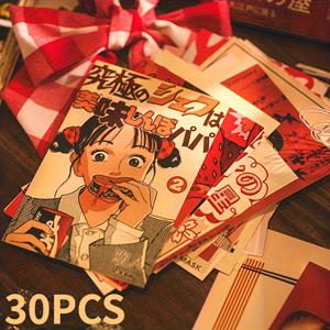 TEMU 30개 레트로 일본 스타일 카드, 애니메이션 테마 엽서, 창의적인 만화 포스터, 다이어리 장식 재료, 인사 카드, 벽 스티커