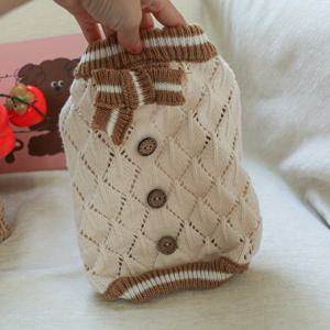 TEMU 애완동물 옷 강아지 고양이 의상 소형견 강아지 야외 멋지게 귀엽고 예쁜 통기성 있는 속이 빈 니트 스웨터 - 커피 화이트