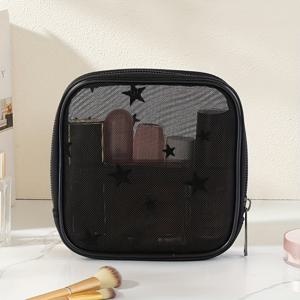 TEMU 백인백, 메쉬 투명 오각별 패턴 스토리지 파우치, 패셔너블 스토리지 파우치, 립스틱 스토리지 파우치, 휴대용 여행용 멀티펑셔널 스토리지 파우치
