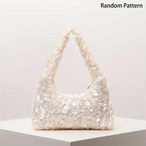 TEMU 고급스러운 스타일 시퀸 여성 숄더백, 이브닝 클러치, 시퀸 파우치, 여성 이브닝 가운, 프롬 액세서리, 웨딩 아이템, 우아한 여성 가방, 반짝이는 프롬 지갑. 패턴은 랜덤입니다