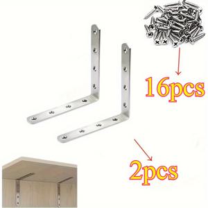 TEMU 18개 스테인리스 스틸 선반 브래킷 - 12.7X12.7Cm L자 모양 코너 브레이스 (나사 포함) - 캐비닛/가구/목재용 고강도 90° 앵글 지지대 (304 스틸)