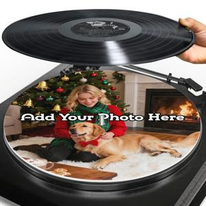TEMU 1개 맞춤 사진 레코드 매트, 가족 사진 및 ID 사진용 따뜻한 맞춤 레코드 플레이어 턴테이블 매트 인쇄, 12인치 표준 레코드 플레이어에 적합, 음질 향상 미끄럼 방지