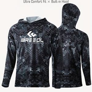 TEMU 고성능 후드 낚시 셔츠 소프트 패브릭 3패널 블랙 퍼즐 디자인 피싱 후디