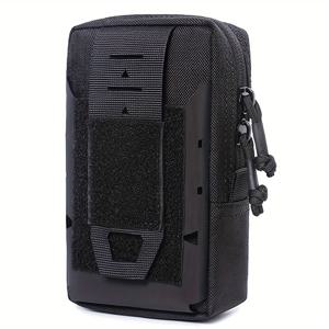 TEMU 남성용 웨이스트백 택티컬 MOLLE 휴대폰 허리 가방 - 휴대폰 케이스 포함 초슬림 EDC 벨트 파우치, 조절식 어깨 스트랩 및 지퍼 잠금, 사냥, 낚시, 아웃도어 어드벤처에 적합(블랙), 고품질 내구성 나일론 소재, 택티컬 장비 액세서리