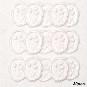 TEMU 30개입, 라이트 댄스 튤립 시리즈 왁스 실 스티커, 타원형, 접착식, 인사 카드, 파티 장식, 댄스 초대장, 스크랩북, 홈 , 휴일 선물용