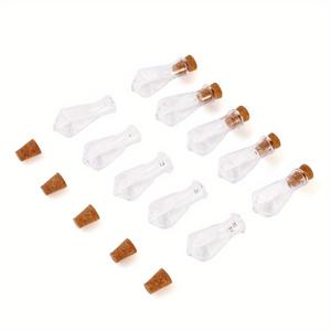 TEMU 10개 유리 구슬 보관용기 + 10개 나무 코르크 마개 세트, 투명, 크기: 3.15~3.2x1.55~1.6cm, 구멍 직경: 6mm, 선물 포장, 원뿔형, 천연 코르크 마개, 홈 오거나이저, DIY 공예 재료