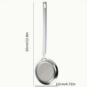 TEMU 1개 스테인리스 스틸 샌딩 폼 스커머, 긴 손잡이 미세망 체스푼, 가정용 및 핫팟 요리용 기름 제거기, 현대식 스커머, 튼튼한 손잡이, 거품 제거기, 주방 필수품