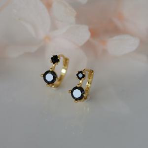 TEMU 우아한 블랙 라인스톤 귀걸이 한 쌍, 데일리 웨어에 다재다능, 심플하고 트렌디한 빈티지 감성, 고급 선물