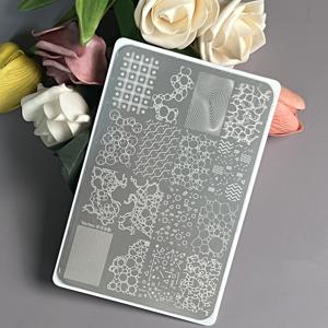 TEMU 새로운 폼 버블 물결 질감 네일 아트 전사 프린팅 스틸 플레이트 스타일링 도구