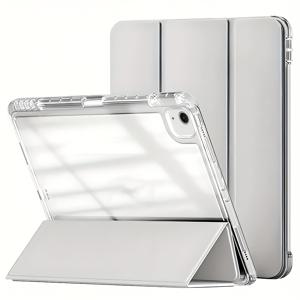 TEMU 아이패드 9.7/10.2/10.9/11.0/Air/Pro 5세대-10세대 2017-2025 A16 11세대 아크릴 투명 후면 케이스, 부드러운 모서리, 섬세한 피부 감각 표면, 풀 버전 보호, 자동 깨우기/잠자기 기능, 펜 홀더 기능 포함