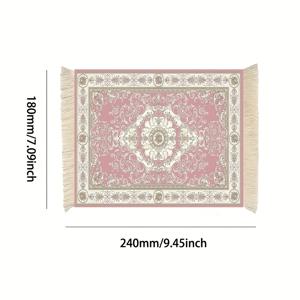 TEMU [레트로 카펫 마우스 패드] 스타일 페르시안 직조 카펫 마우스 패드 with 태슬 - 배경 패턴, 노트북 마우스 패드 - 페르시안 카펫, 홈 오피스 데스크 장식, 코스터 장식