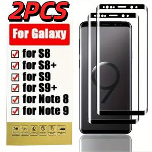 TEMU 삼성 갤럭시 S8/S8+/S9/S9+/노트 8/노트 9용 풀 커버리지 강화유리 스크린 보호필름 2개 세트, 쉬운 설치, 버블 프리 HD 품질, 광택 마감, 지문 방지, 케이스 호환 가능