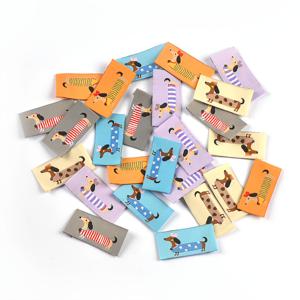 TEMU 50개 2x4cm 멀티컬러 강아지 패턴 랜덤 혼합 패브릭 태그, 목걸이 태그, 헤밍된 패브릭 라벨, 다리미식 패치, 가방 및 스카프용 수제 박음질 DIY 액세서리, 뒷면 접착식 없음
