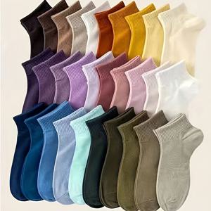 TEMU 랜덤 20켤레 캔디 컬러 양말 커플 무지 사계절 통기성 좋은 짧은 튜브 부드럽고 편안한 양말