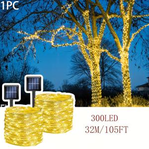 TEMU 태양광 야외용 가을 구리선 전등 끈 조명 1개, 300/200/100/50LED, 파티, 생일, 결혼식, 정원, 안뜰, 조경 조명, 나무, 크리스마스, 할로윈 장식용 선물로 이상적, 따뜻한//흰색 IP44