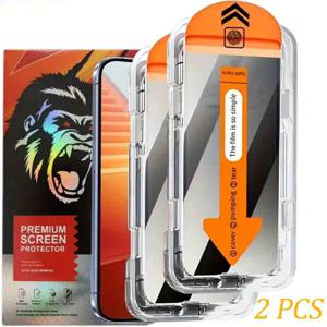 TEMU 아이폰 17 Pro Max 및 이전 버전을 포함한 다양한 아이폰용으로 설계된 고릴라 프라이버시 스크린 보호 필름 2개 세트. 원클릭 필름 부착기, 9H 강화 유리, 아일랜드 호환 기능 제공.