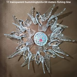 TEMU 11개 투명 벌새 장식, 플라스틱 재질의 낚싯줄 50M 포함, 홈 데코에 완벽. 결혼식, 호텔, 크리스마스 트리, 축제 파티에 이상적. 전기 불필요, 간편한 걸이