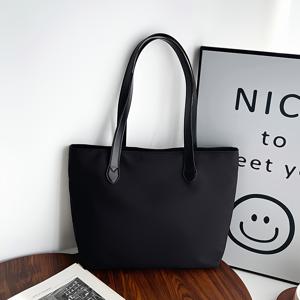 TEMU 여성용 미니멀 캐주얼 나일론 토트백, 가벼운 패셔너블한 겨드랑이 바디백, 지퍼 포켓 내부, 고정 숄더 스트랩 핸드백