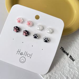 TEMU 고양이 발바닥 스터드 귀걸이 8개, 저자극성 수지 스타일, 사랑스러운 반려동물 발자국, 반려동물 애호가를 위한 최고의 선택, 여성을 위한 이상적인 크리스마스 주얼리 선물, 다양한 행事에 적합, 저알러지성