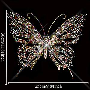 TEMU 글리터 스티커 라인스톤 다리미 전사 패치 장식 나비 추가 드레스 티셔츠 라인스톤 아플리케 패치