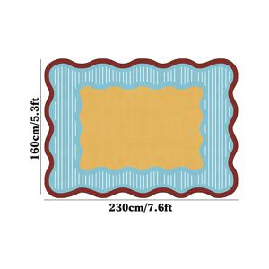 TEMU 고품질 모조 캐시미어 포인티드 베이스 1개 거실용 카펫, 불규칙 웨이브 엣지 침실용 푹신한 러그, 모던 기하학적 패턴 룸 바닥 매트, 소파 커피 테이블 클로크룸에 적합