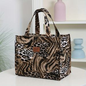 TEMU 신상품, 뱀가죽 패턴, 두꺼운 원단, 알루미늄 호일 안감, 대용량 도시락 가방, 벤토 박스 가방, 패브릭 토트백, 핸드백, 캐리백, 수납 파우치, 백, 휴대용, 가벼운, 패셔너블, 다용도, 직장, 학교, 소풍, 쇼핑, 일상 사용, 비식품 접촉