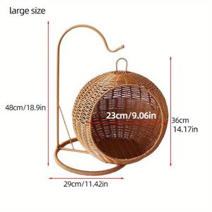 TEMU 고양이 둥지 고양이 집 고양이 둥지 모조 라탄 애완 동물 용품 여름 애완 동물 둥지 시원한 강아지 둥지 매달린 고양이 바구니 사계절용 범용 고양이 케이지