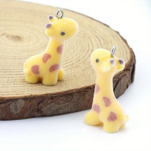 TEMU 10개/봉투 플록 레진 기린 만화 펜던트, 미니 동물 귀걸이 휴대폰 케이스 자동차 장식 차량 장식품 주얼리 제작