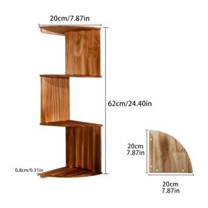 TEMU 4단 코너 벽선반 - 러스틱 우드 플로팅 선반, 식물대, 책장, 침실, 거실, 욕실, 주방, 사무실, 인테리어 코너 선반